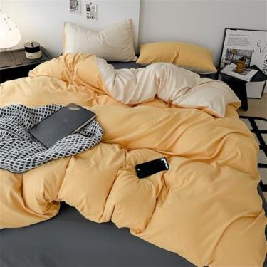 Imagem de Conjunto de cama bicolor para todas as estações, capa de edredom confortável em algodão macio e agradável à pele, 10 x 1,8 m, conjunto de 4 peças