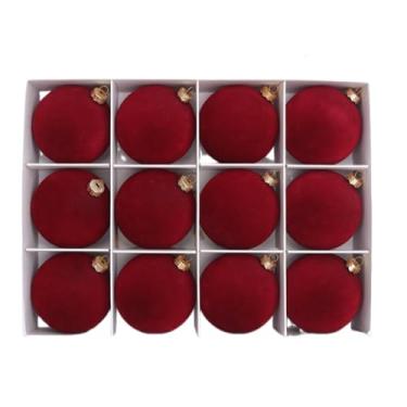 Imagem de Bolas de Flocking Vermelha Decoração Árvore Pintada Textura Premium Detalhes Pintados à Mão Conjunto Tamanho Completo Festiva