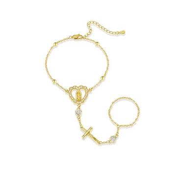 Imagem de Pulseiras de corrente de mão de ouro para mulheres, banhado a ouro 18 K, anel delicado, corrente de mão, moderna, anel de dedo, pulseiras de mão, joias presentes para mulheres, Adjustable, Latão
