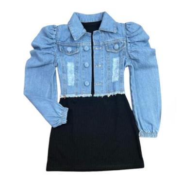 Imagem de Vestido Infantil Com Jaqueta Manga Princesa Mini Diva Luxo, Preto, Jea