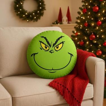 Imagem de Almofada Redonda Natal 40x40  Decoração Natalina Sala Sofá Cama Enfeit