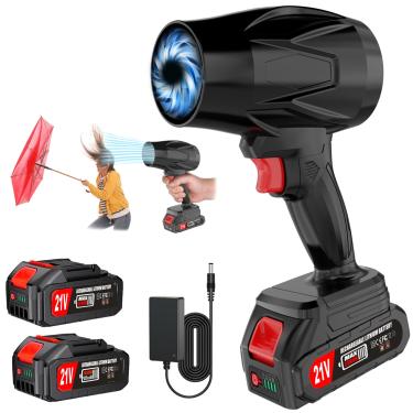 Imagem de Soprador de folhas elétrico sem fio, soprador de folhas portátil de 30.0000 RPM 2 pilhas e carregador de 4,0 Ah incluídos, soprador de folhas leve para limpeza de pátio