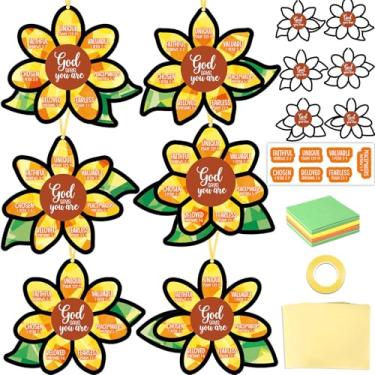 Imagem de 36 Set God Says You are Sunflower Suncatchers Craft Kit for Kids DIY Sunday School Tissue Paper Crafts Religious Christian Bible Window Hanging Ornaments for Church VBS Spring Home Classroom Activity