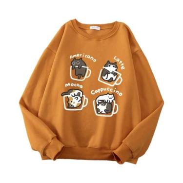 Imagem de Moletom Com Estampa De Gato Em Estilo Americano Para Homens E Mulheres