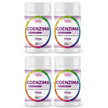 Imagem de Kit Com 4 - Coenzima Q10 Premium 100% Pura Com 100mg Por Porção 60 Cápsulas Nataly-Unissex