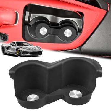 Imagem de MSIZOY Caixa de inserções de suporte de copo de água para console central compatível com Chevy Corvette C8 Stingray Z51 Z06 E-ray 2020-2025 Acessórios interiores Suporte de engarrafador de silicone