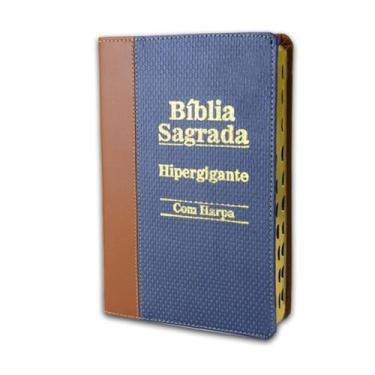 Imagem de Biblia Sagrada Hipergigante Bicolor Caramelo e Preto C/ Harpa RC - REI