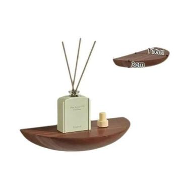 Imagem de Prateleira De Parede Semicircular De Madeira Maciça, Suporte Flutuante