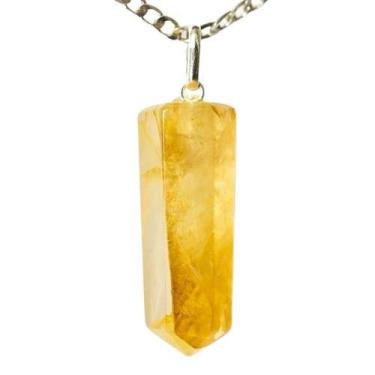 Imagem de Colar Pontinha Pedra Hematoide Amarelo Montagem Prata 950 - Cristaisde