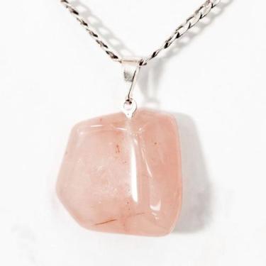 Imagem de Colar Quartzo Rosa Pedra Rolado Pino Pino Prateado - CristaisdeCurvelo