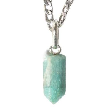 Imagem de Colar Micro Pontinha Amazonita Verde Montagem Prata 950 - CristaisdeCu