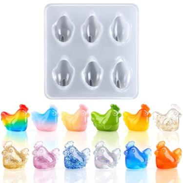 Imagem de Mini estatuetas de frango fofas molde de silicone, micro molde de fundição epóxi animal de casa de bonecas com formas realistas para arte de resina faça você mesmo, miniaturas de jardim de fadas