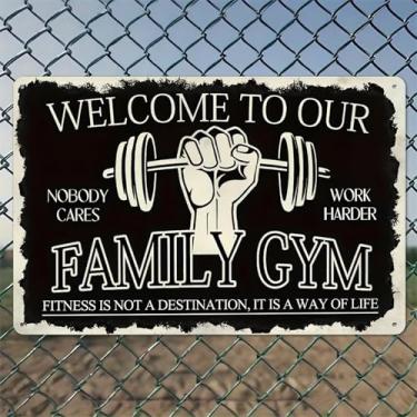 Imagem de Forte peso de aderência à mão, academia, arte de parede de alumínio rústico e placa de metal - 20 x 30 cm, decoração vintage para ambientes internos e externos, para casa, escritório, café, quintal e