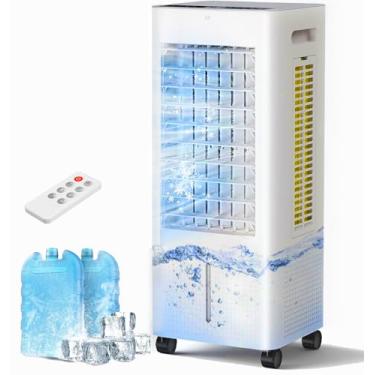 Imagem de PNTCK Refrigerador de ar evaporativo portátil: ventiladores que sopram ar frio para sala, quarto, interior, escritório - ventilador de resfriamento de pântano com controle remoto de 5,8 m