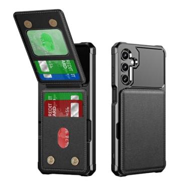 Imagem de Capa para celular com suporte para cartão, preta, para Samsung Galaxy S25 Ultra S24 FE S23 S21 S22 A56 A36 A26 A16 A55 A35 A15 A54 A34 A23 5G A05 A05S 4G, compatível com Galaxy A16 4G