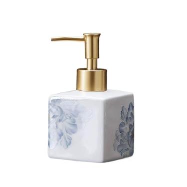 Imagem de Dispensador de sabão de cerâmica de luxo para banheiro com bomba para dispensador de gel de banho garrafa bomba líquida (pequena)