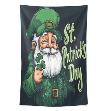 Imagem de STAYTOP Tapeçaria de parede de gnomos fofos do dia de São Patrício, tapeçarias para decoração de casa, dormitório, sala de estar, quarto, tapete de parede (60 × 40 pol)