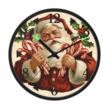Imagem de STAYTOP Relógio de parede LED de Papai Noel para quarto com brilho noturno, relógios de parede silenciosos de 30 cm para decoração de sala de estar, controle de som, relógio de parede moderno que