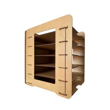 Imagem de Suporte Organizador de Documentos A4 em MDF para Mesa de Escritório, Porta Arquivos e Cadernos, Ideal para Organização de Folhas, Trabalho e Estudo (01 - Suporte)