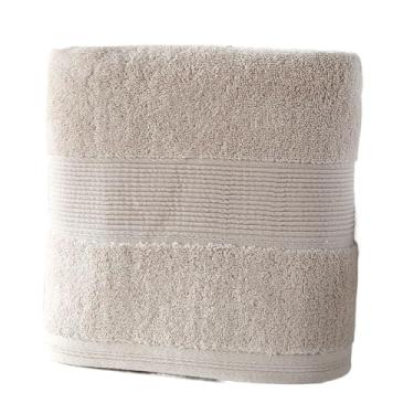 Imagem de Toalha de banho premium 100% algodão de fibra longa, toalha absorvente de secagem rápida espessa, design unissex suave para a pele para casais e hotéis (marrom café)