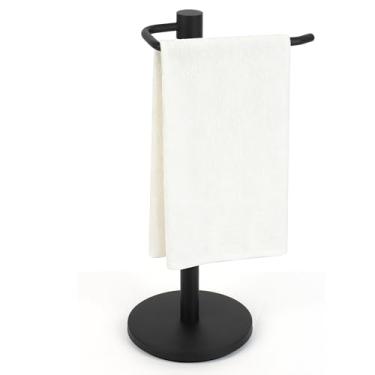 Imagem de Top-spring Suporte de toalha de mão de aço inoxidável para bancada de cozinha de banheiro, cozinha, suporte de toalha de mão com base pesada, preto fosco