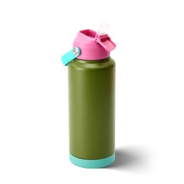 Imagem de Waitohi Garrafa de água moderna com isolamento térmico de 680 g com alça, tampa flip-top, aço inoxidável, caneca de copo à prova de vazamento de parede dupla à prova de BPA, serve para suporte de copo