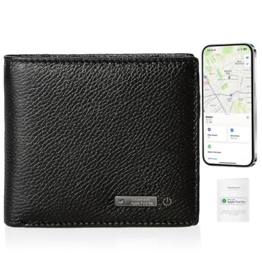 Imagem de Carteira minimalista com rastreador embutido, apenas com Find MY APP(IOS), carteiras de bolso frontal para homens, couro fino com carteira masculina, porta-cartão de crédito rastreável com caixa de