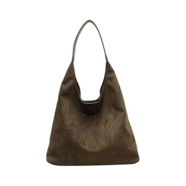 Imagem de Bolsa tote de camurça feminina hobo, mochila vintage despojada, bolsa crossbody para escola, faculdade, trabalho, fecho magnético (Verde)