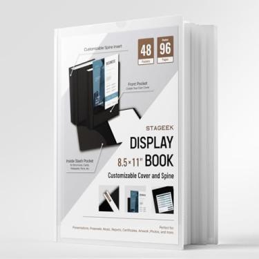 Imagem de STAGEEK Fichário de portfólio com 48 bolsos, 96 páginas, fichário de 21 x 28 cm com mangas de plástico, pasta de portfólio de arte com protetores de folhas transparentes, livro de apresentação para