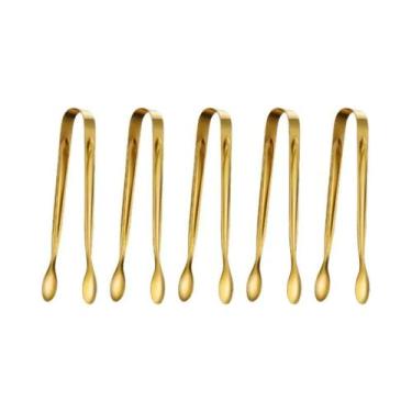 Imagem de Pinças De Servir Mini Douradas Em Aço Inoxidável (5 Peças)  Elegantes 