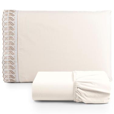 Imagem de Jogo de Lençol Lese Percal 180 Fios Solteiro  2 Peças Barato - Palha