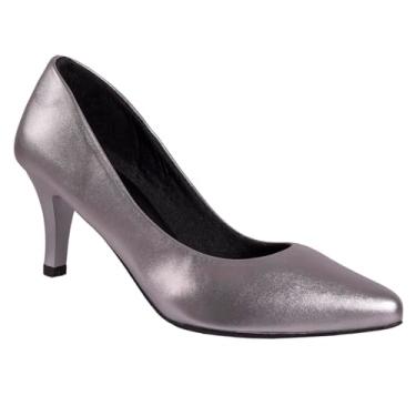 Imagem de Sapato Feminino Scarpin Bico Fino Salto Baixo Agulha (Prata, BR, Adulto, Numérico, 37)