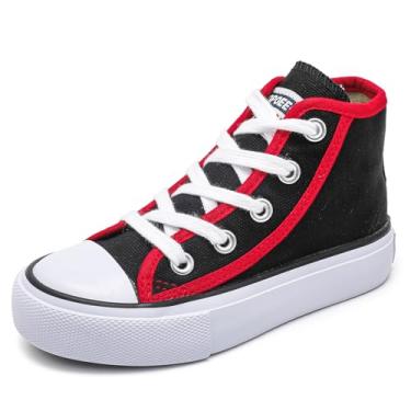 Imagem de Tênis infantil de cano alto com cadarço para meninos e meninas, estilo espadrcanvas de volta às aulas, sapatos brancos, adolescentes, clássicos, infantis, tênis, sapatos de skate para bebês, 9052