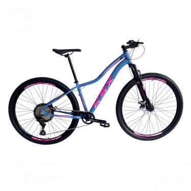 Imagem de Bicicleta Aro 29 Ksx Sd7 Feminina 12v Garfo Com Trava K7 11/50 Freios Hidráulicos Kit 1x12 - Azul/rosa Tam. 17