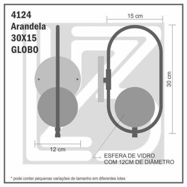 Imagem de Kit 2 Arandela Online Preta Globo De Vidro Branco + Led 5w