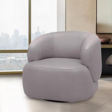 Imagem de Poltrona Decorativa Verona Sala De Estar Base Giratória Em Aço Couro Avelã G88 - Gran Belo