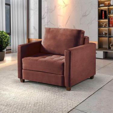 Imagem de Sofá Cama 1 Lugar 100 Solteiro Paris Caramelo C/ Castanho