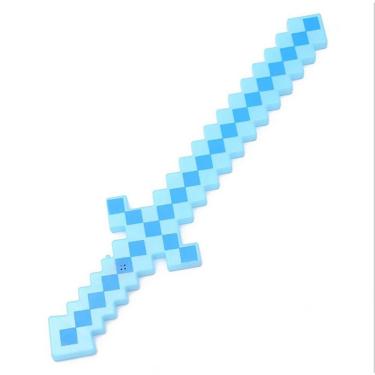 Imagem de Brinquedo Espada Pixel 58Cm Diamante Com Som E Luz À Pilha - Azul