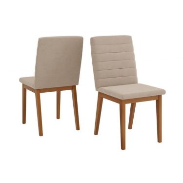 Imagem de Cadeira Sala De Jantar Sofia Madeira Kit 2un Ipe-veludo Creme Dj Móveis