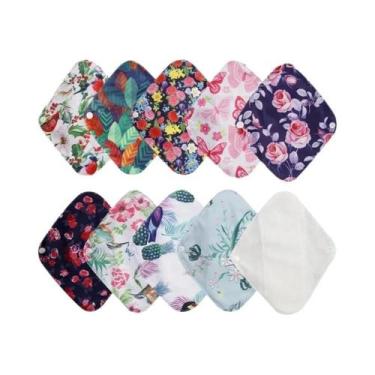 Imagem de Absorventes De Pano Reutilizáveis De Fibra De Bambu Impermeáveis 10un.