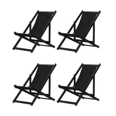 Imagem de Kit 4 Espreguiçadeiras Dobrável Black Sb-preto