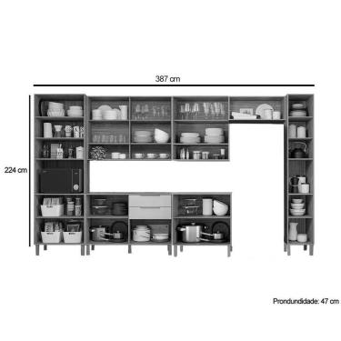 Imagem de Cozinha Divina 9 Peças (3aéreos+2balcões+2paneleiros+2complementos) Cz010 Freijo-titanium Mgm