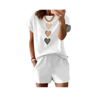 Imagem de Camiseta Feminina Com Estampa Floral Em Formato De Coração, Estilo Str