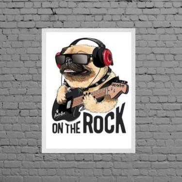 Imagem de Quadro Decorativo Pug On The Rock 33X24Cm - Com Vidro - Quadros On-Lin