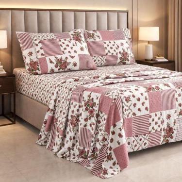 Imagem de Jogo Cama Queen Algodao Lauryn Tecido Estampado Premium - Jm Enxovais