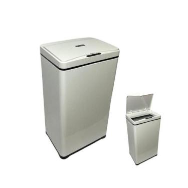 Imagem de Lixeira Automática Retangular 50 Litros Com Sensor Branca - Globalmix