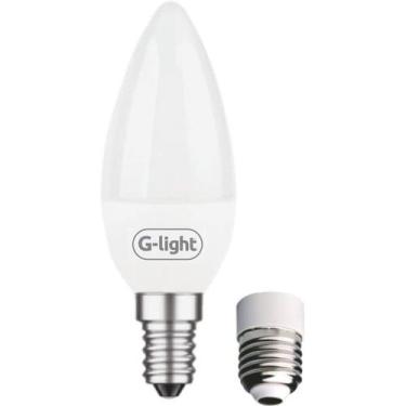 Imagem de Lâmpada Led Vela 4w Bivolt E-14 3000k Leitosa com Adap. E-27 - G-light