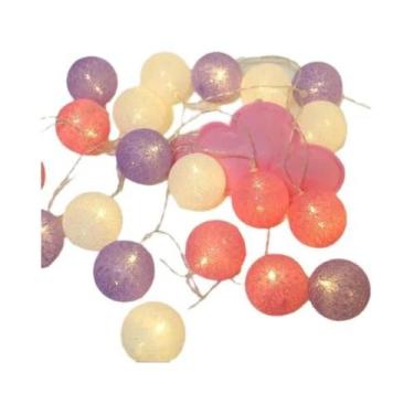 Imagem de Luzes De Cordão Com 20 LEDs Em Formato De Bolas De Algodão, Guirlanda 