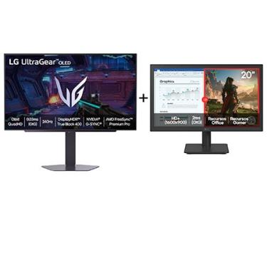 Imagem de Combo Monitor LG OLED UltraGear 27GX704A-B 27" + Monitor LG LED Home & Office 20U401A-B Tela 20" HD+ - 27GX704.20U401