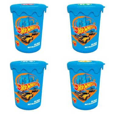 Imagem de 4x Slime Metalizado 180g - Hot Wheels - Doce Brinquedo
